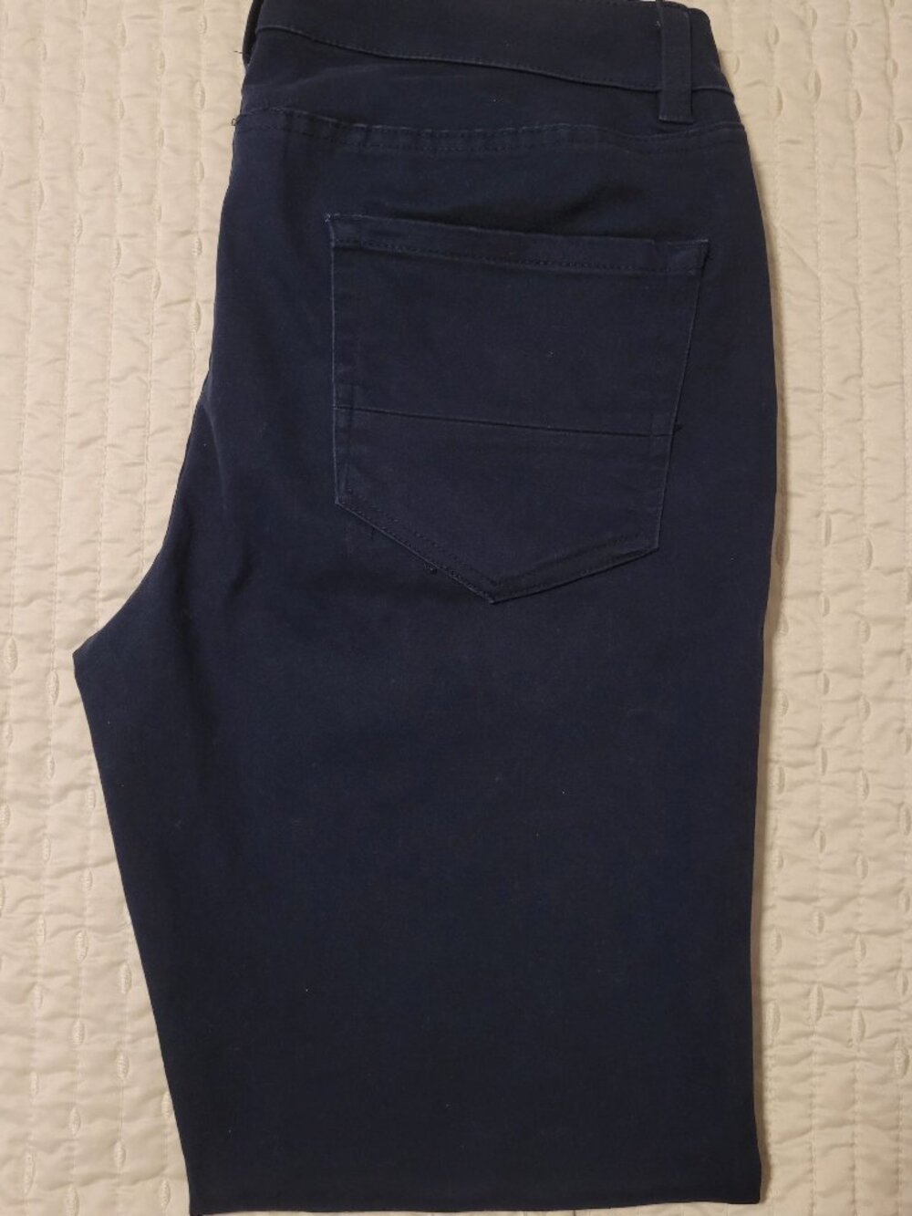 Tahari Solid Navy Blue Slim Fit Low Rise Cotton Casual Pants Men 32x28 Tag 32x30